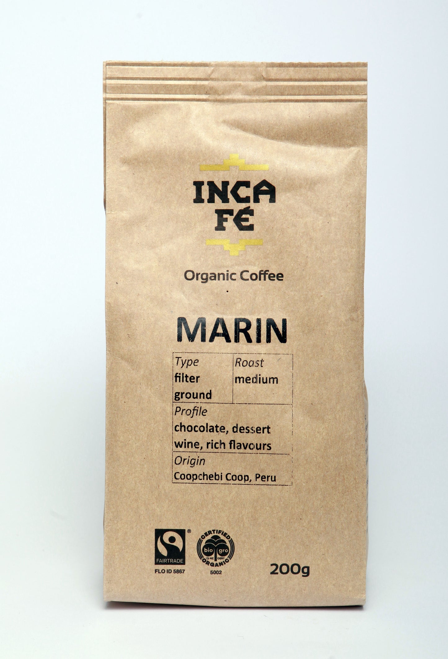 IncaFe Marin Estate Coffee, Plunger/Filter Grind - 200 g