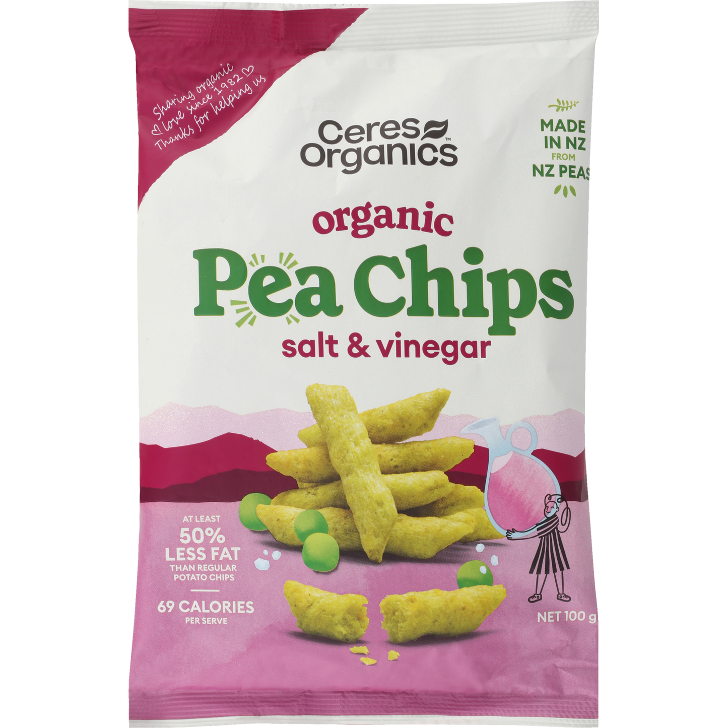 Organic Pea Chips, Salt & Vinegar - 100g