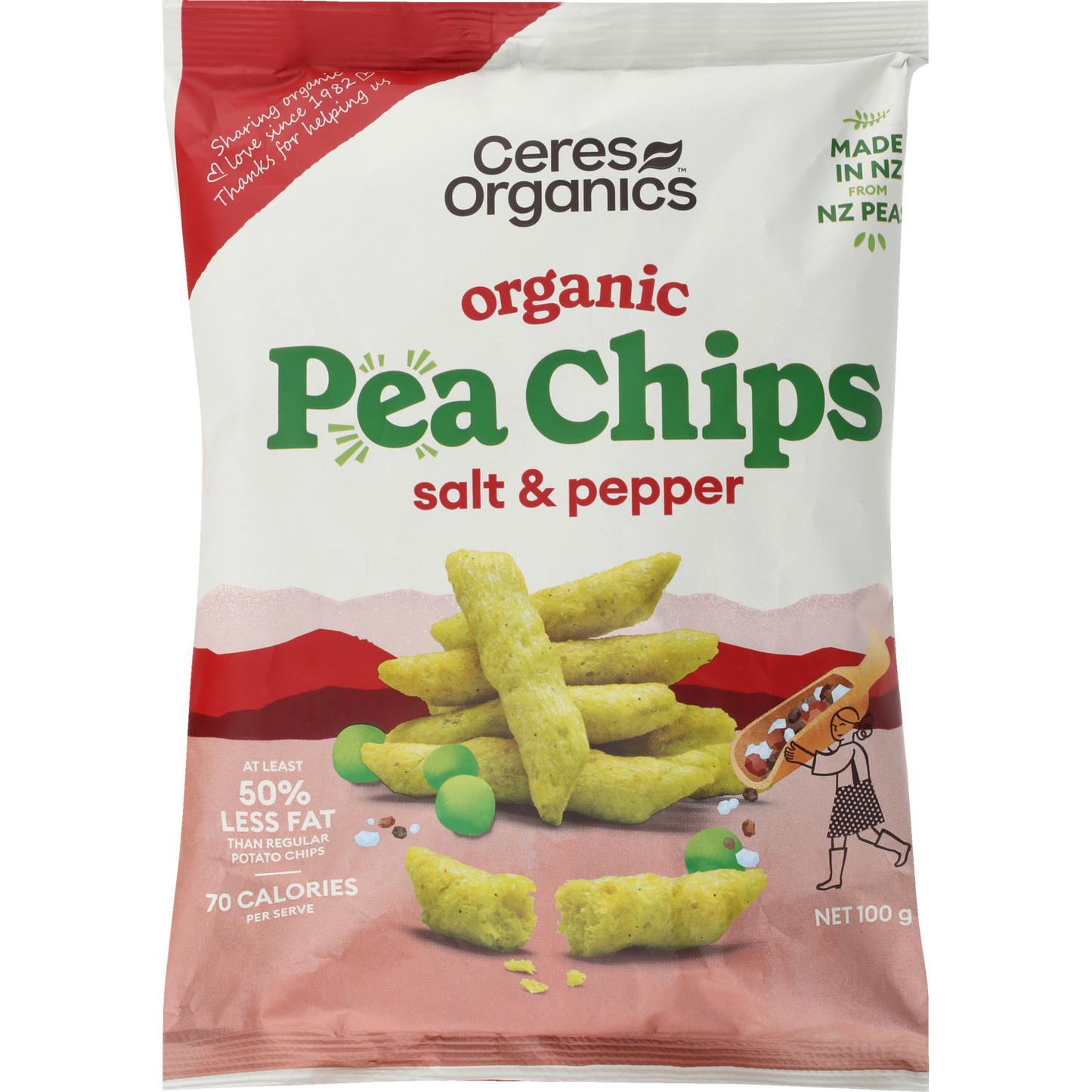 Organic Pea Chips, Salt & Pepper - 100g