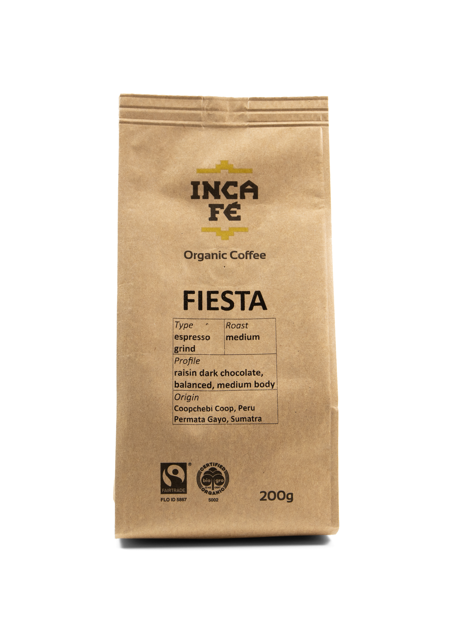 IncaFe Fiesta Coffee, Espresso Grind - 200 g