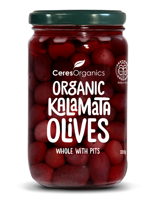 Organic Kalamata Olives, Whole (with pits) - 320g