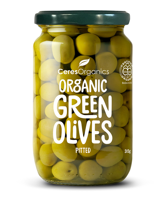 Organic Green Olives, Pitted - 315g