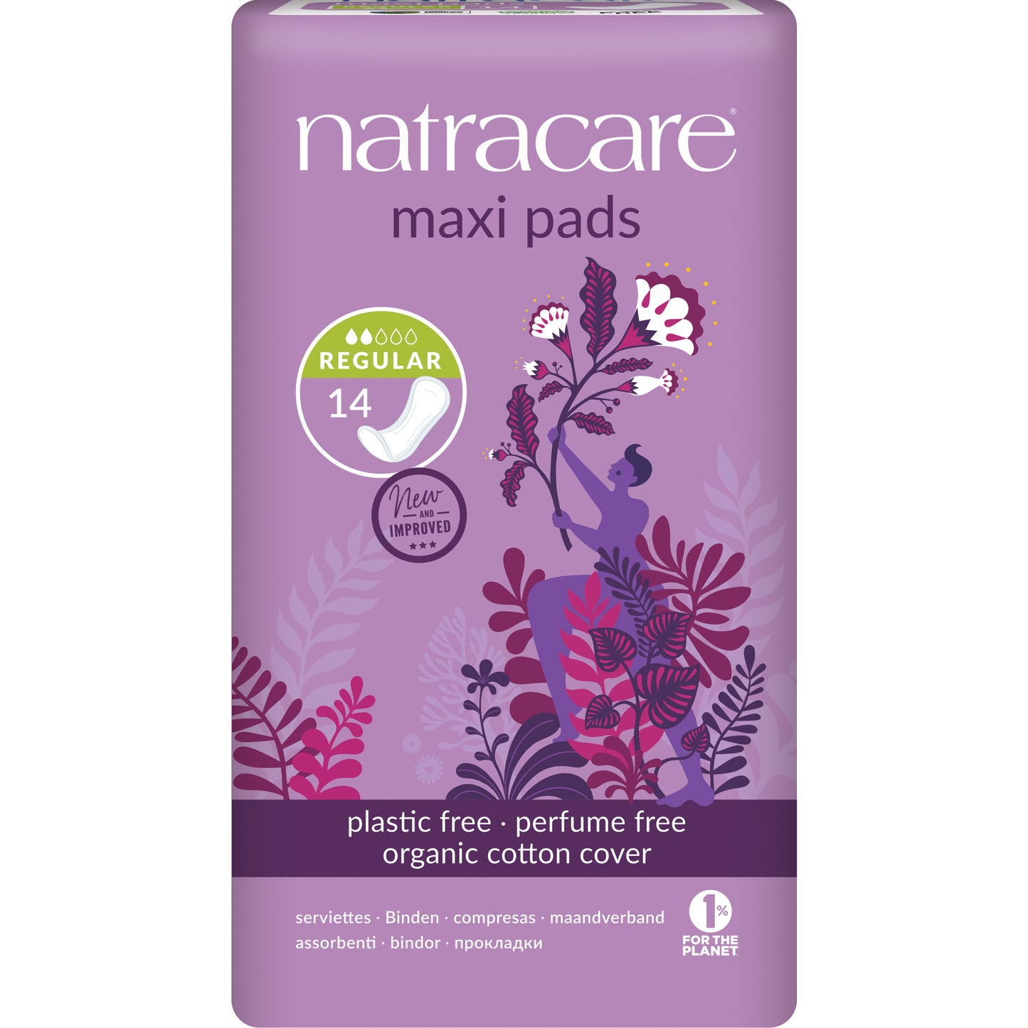 Natracare Regular Maxi Pads 14s - NEW IMPROVED DESIGN! - 14pk
